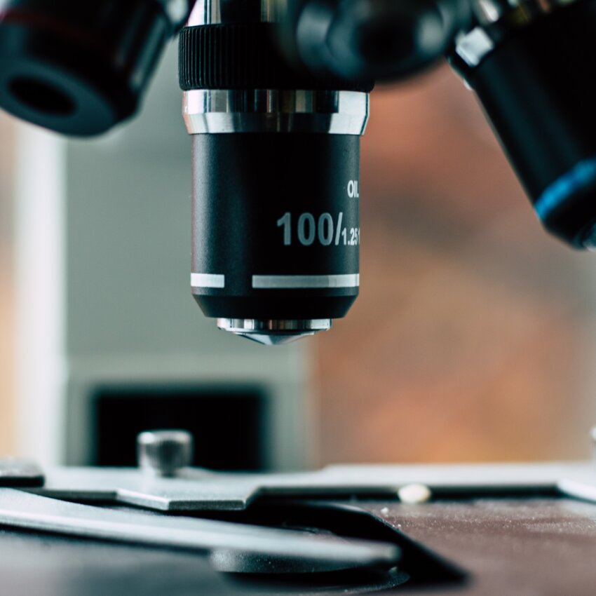 Close-up of a microscope