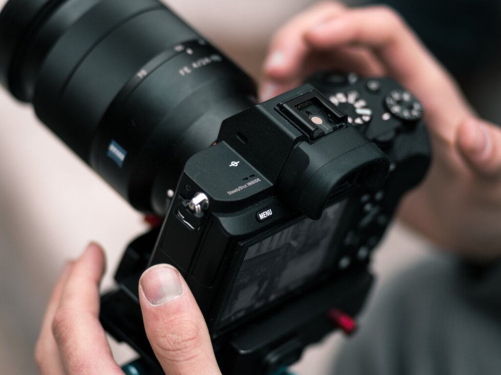 Close-up of a camera during use