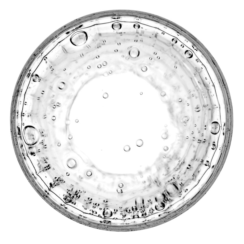 Close-up of a Petri dish on a white background