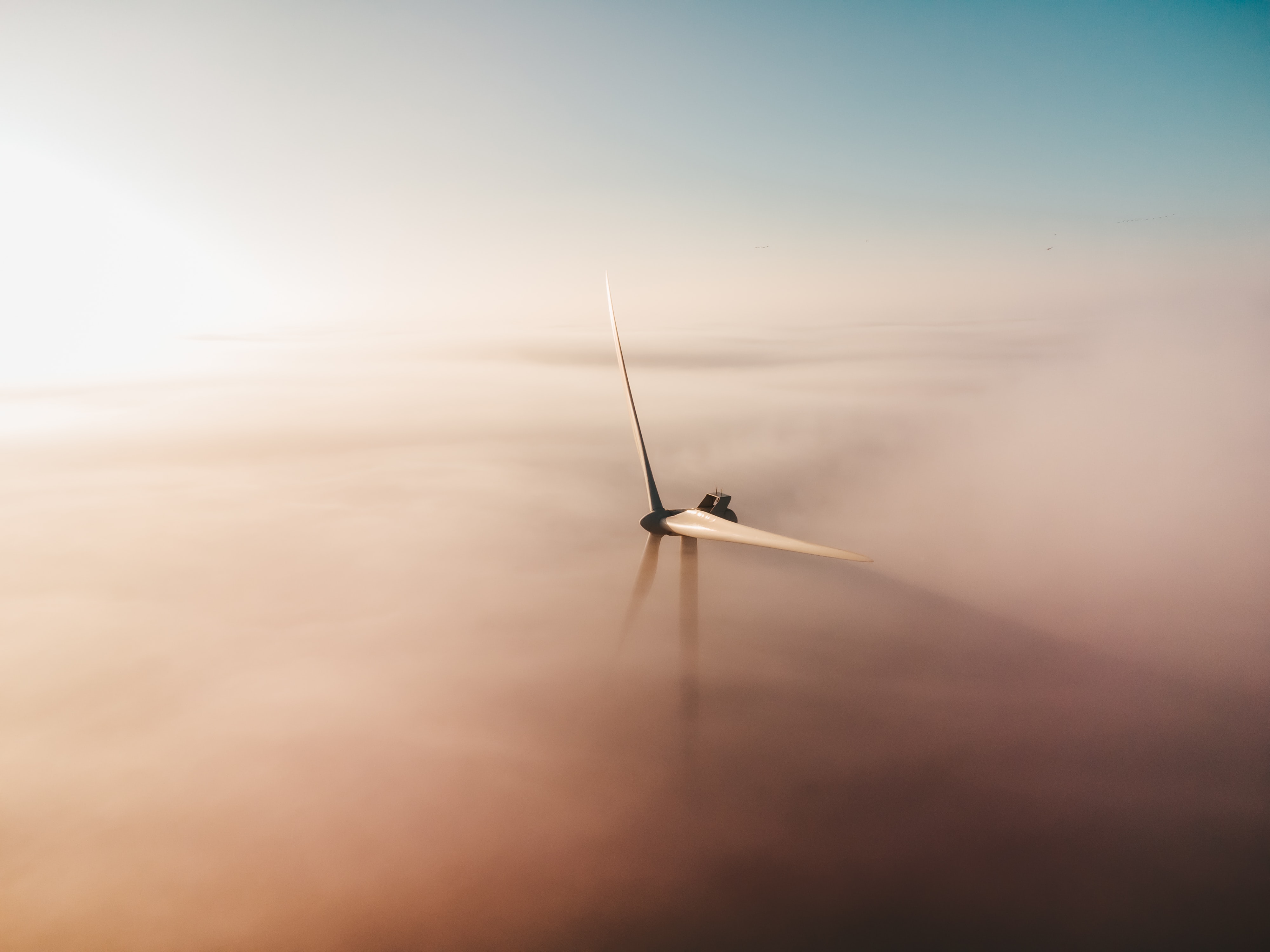 Wind turbine in the fog
